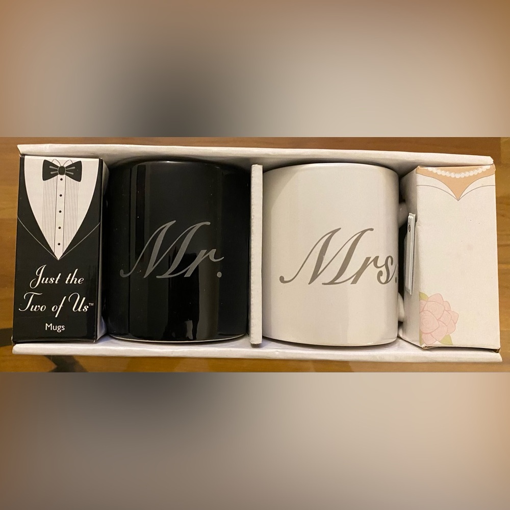 New Mr. & Mrs. "Just the Two of Us" coffee mug gift set